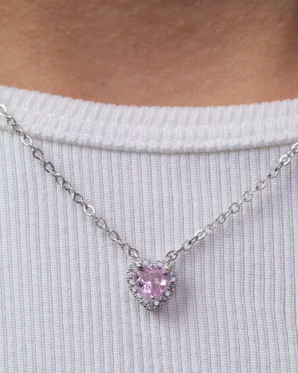 Heart Zircon Pink (03)  Necklace