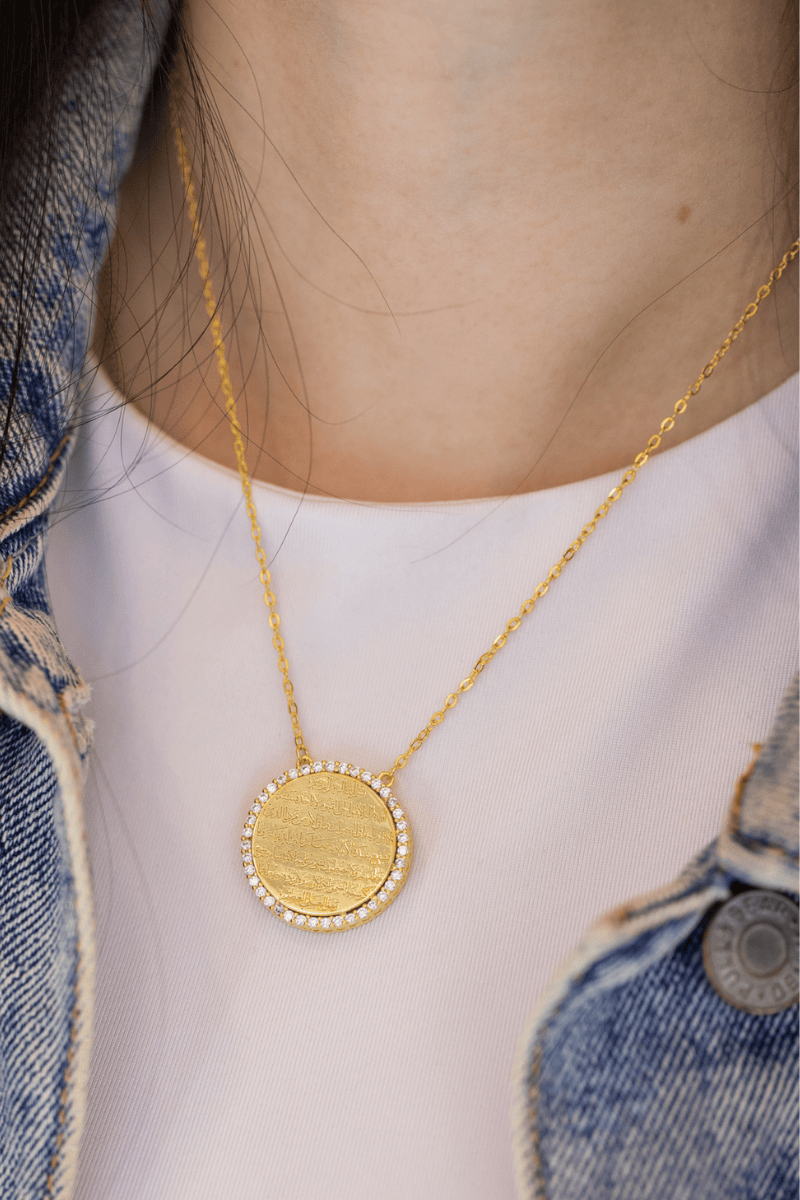Zircon Qur2an Gold Plated Necklace