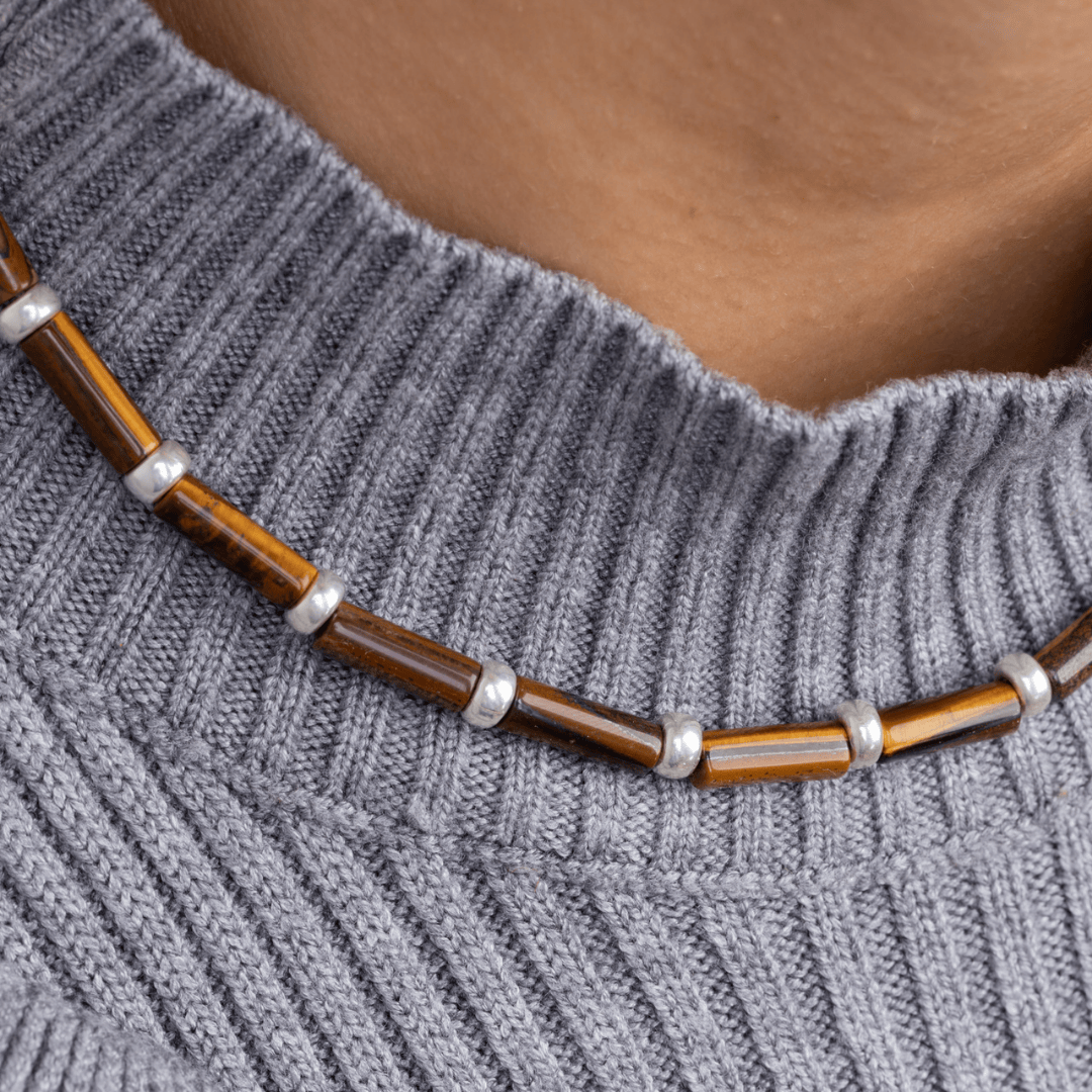 Tiger eye&silver Necklace