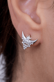 Zircon Crescent Star (03) Earring