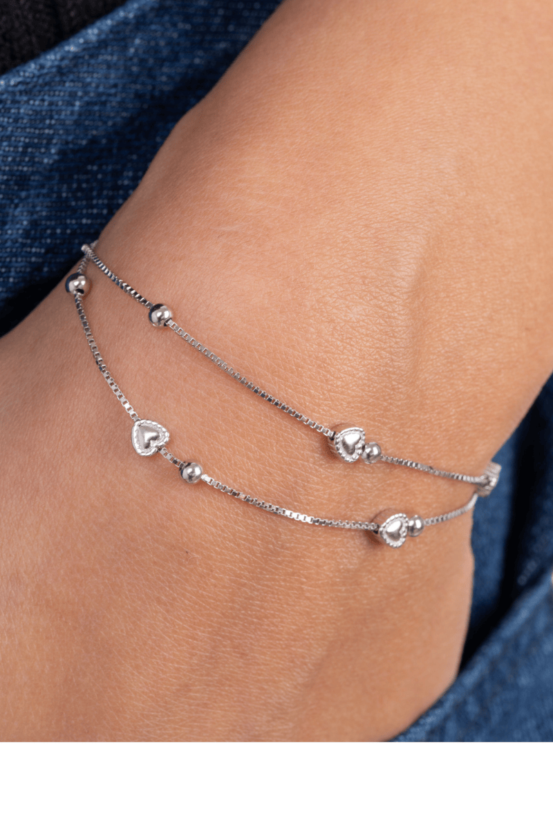 Heart & Balls Double Layer Bracelet