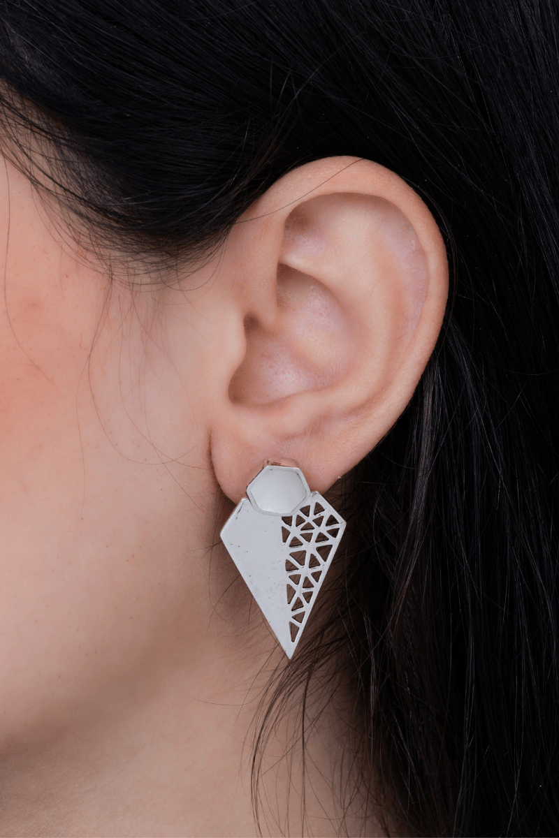 Triangle White Stone Earring