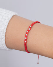 Silver Balls Red Bracelet