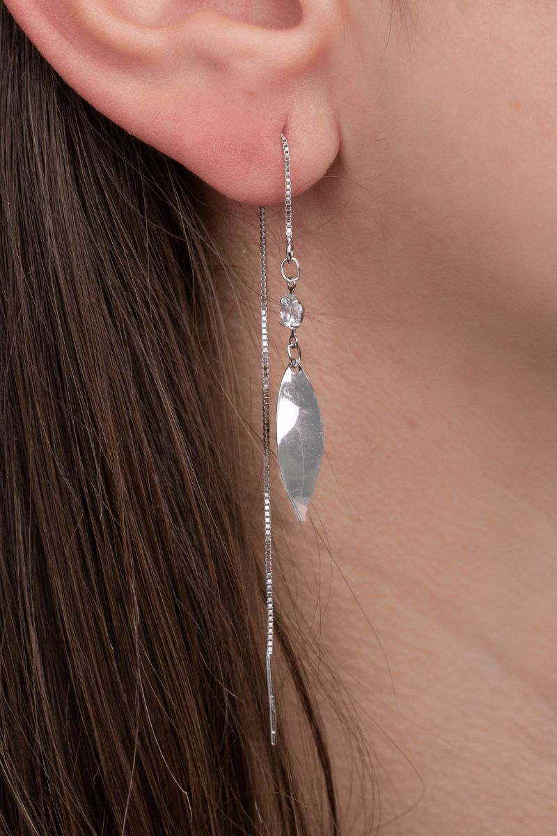 Zircon Chain Wavy Earring