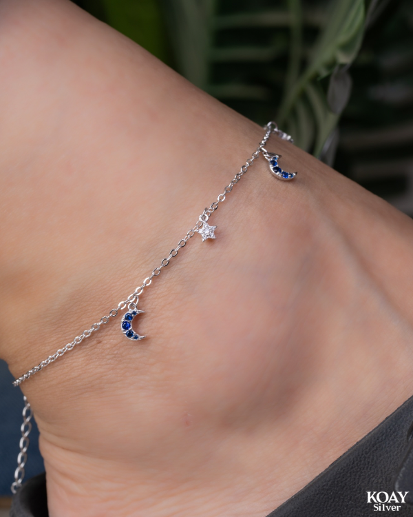 Blue Crescent Star Anklet