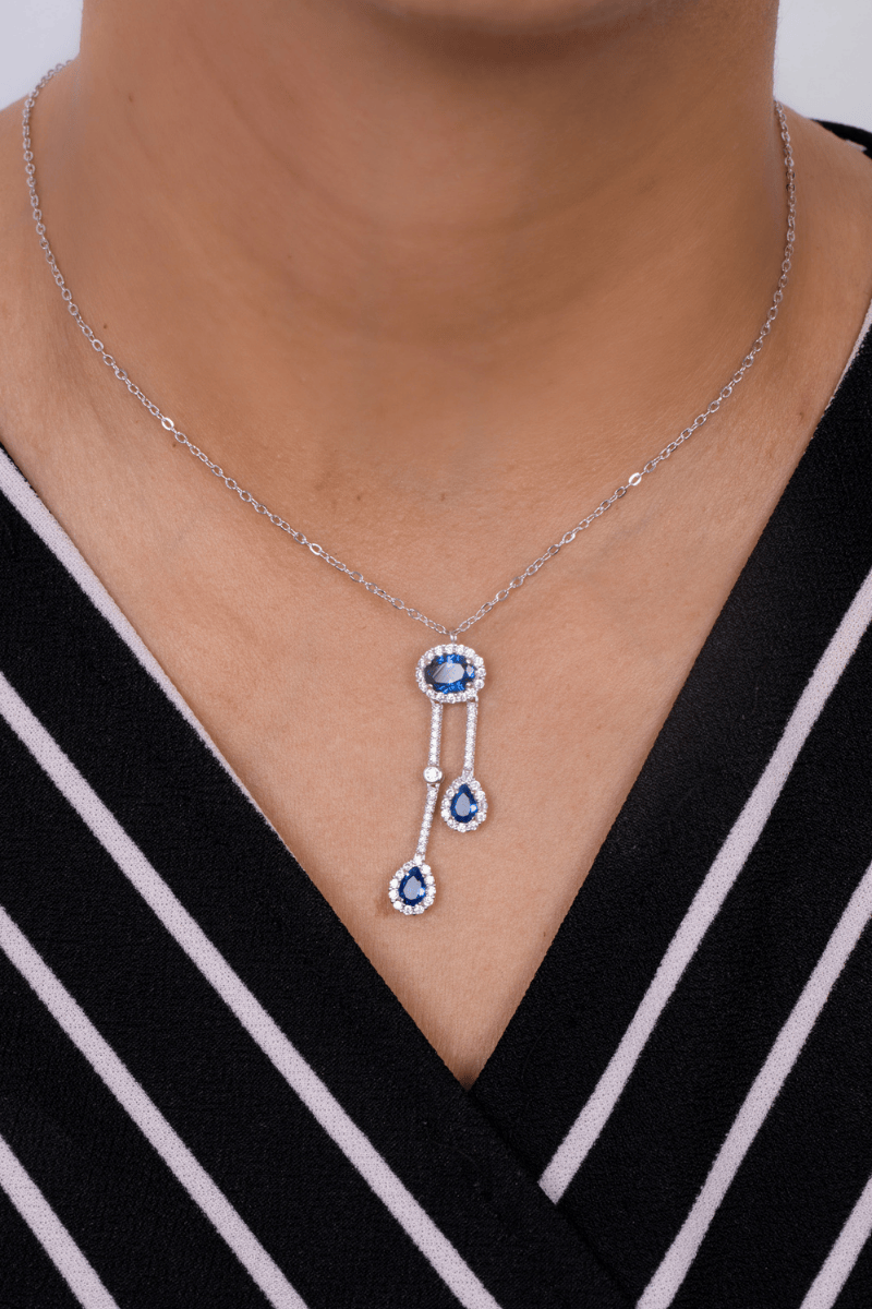 Zircon Oval (06) Blue Necklace
