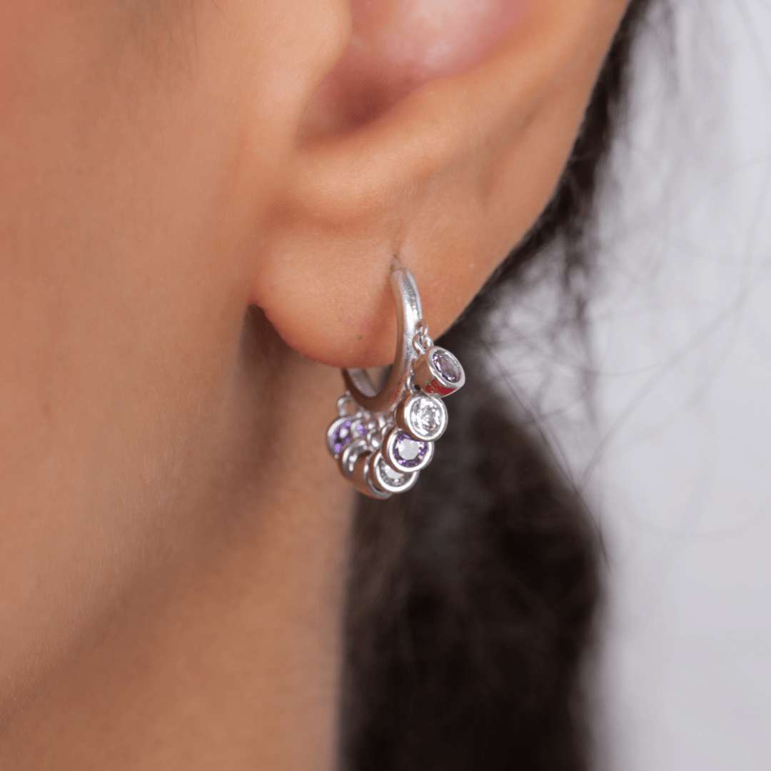 Zircon Purple & White Hoop (05) Earring