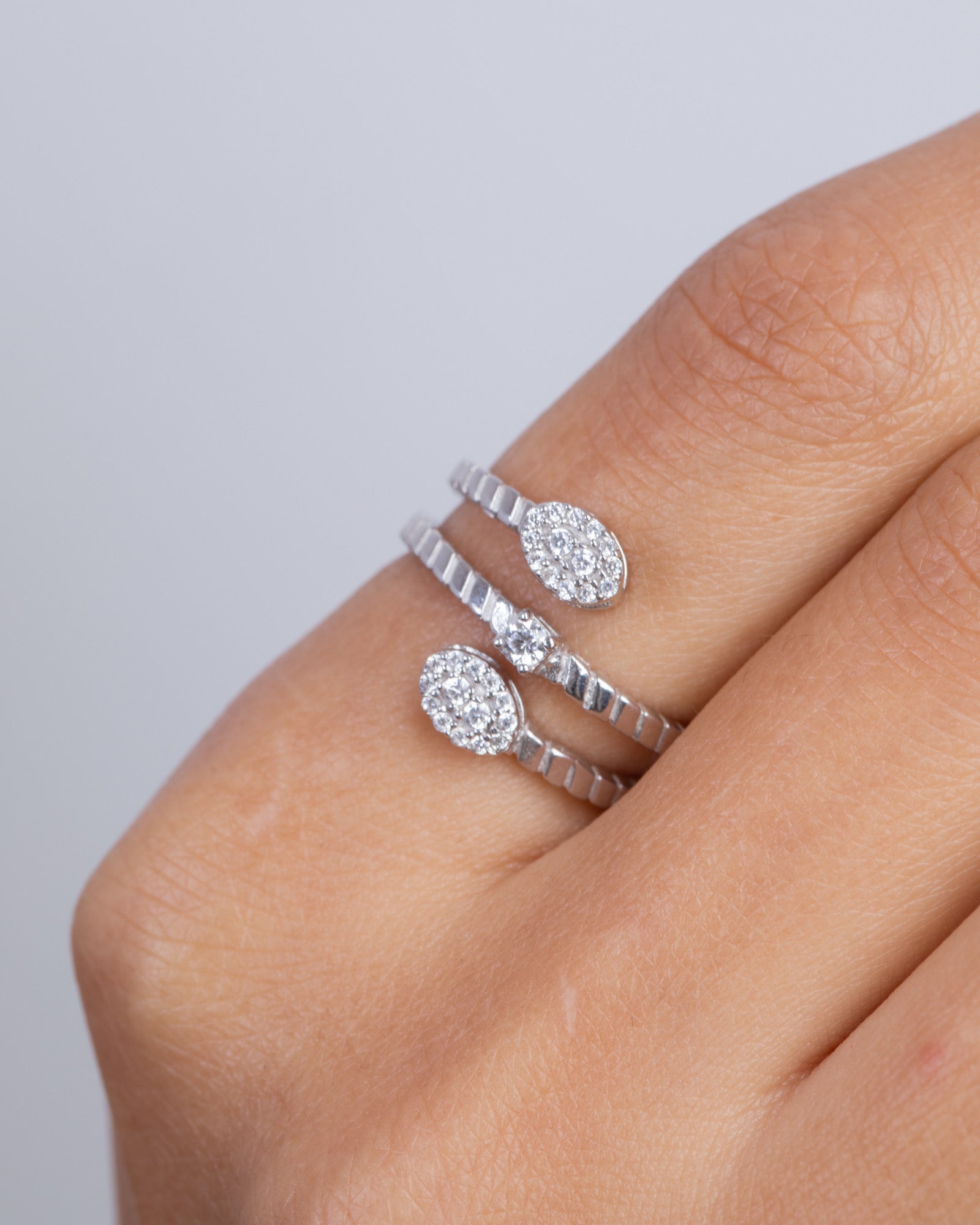 Zircon Triple Layer Oval Ring