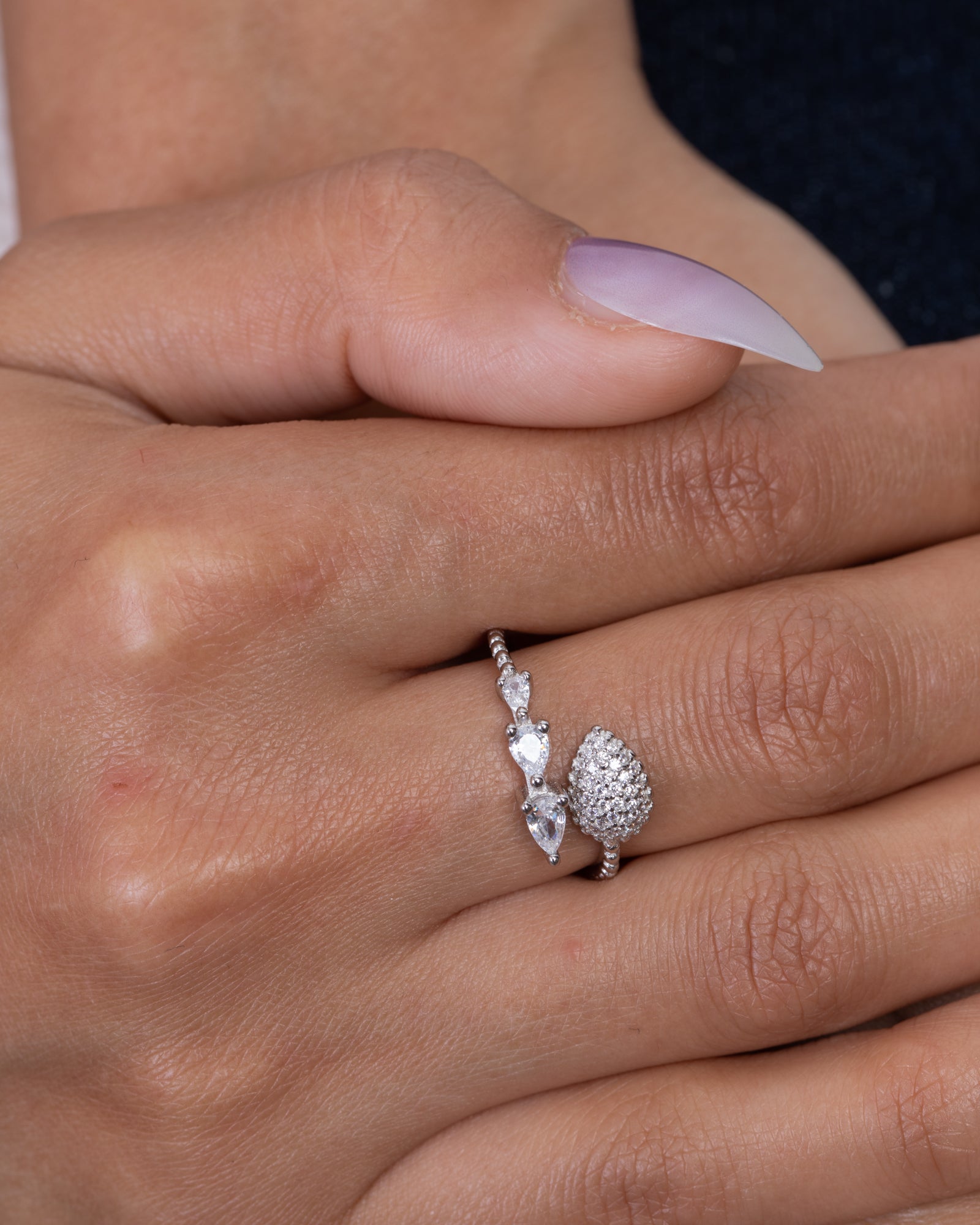 Zircon Leaf & Oval Ring