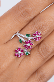 Zircon Fuchsia Flower Ring