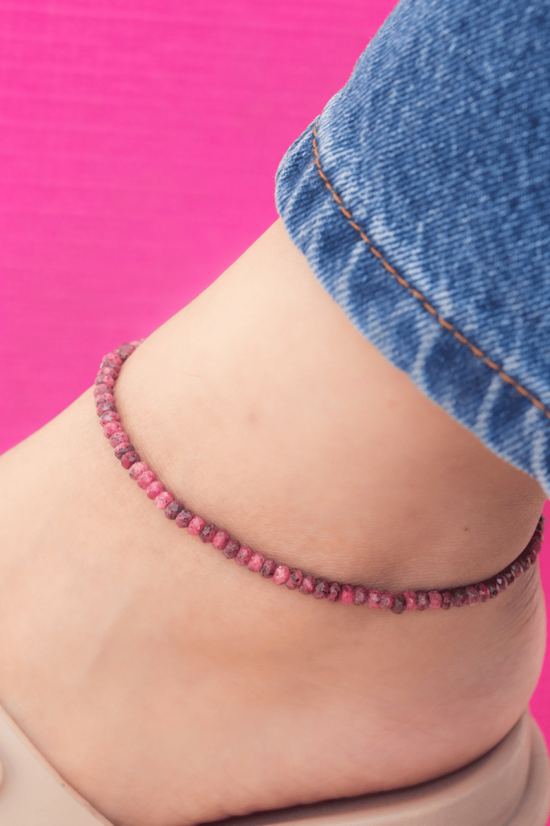 Cherry Pink Jad Stone Anklet