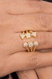Zircon Shapes Gold Plated Ring