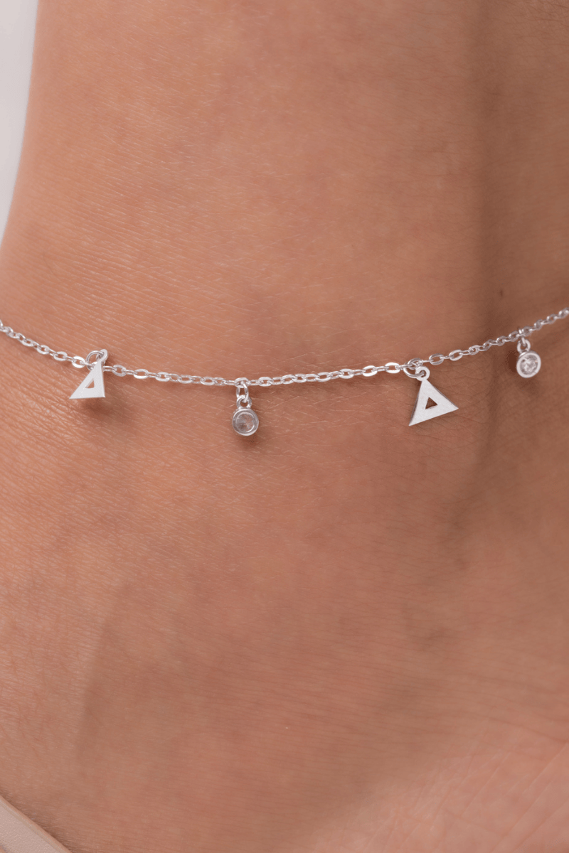 Circle & Triangle Zircon Anklet
