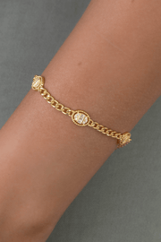 Zircon Oval Gourmet Gold Plated Bracelet
