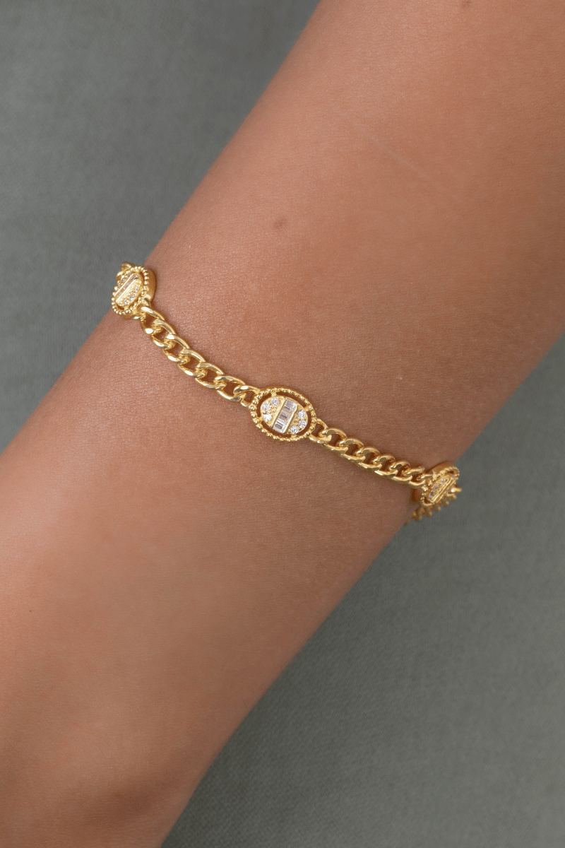 Zircon Oval Gourmet Gold Plated Bracelet