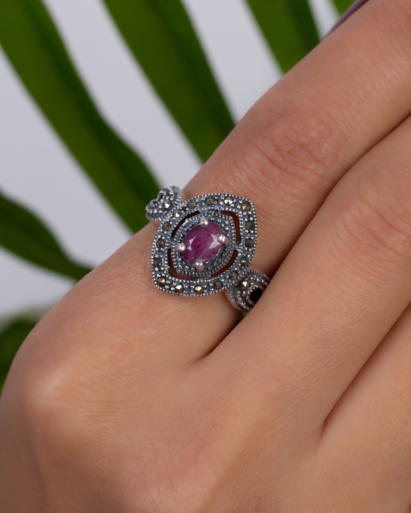 Vintage Royal Marcasite Grape Ring