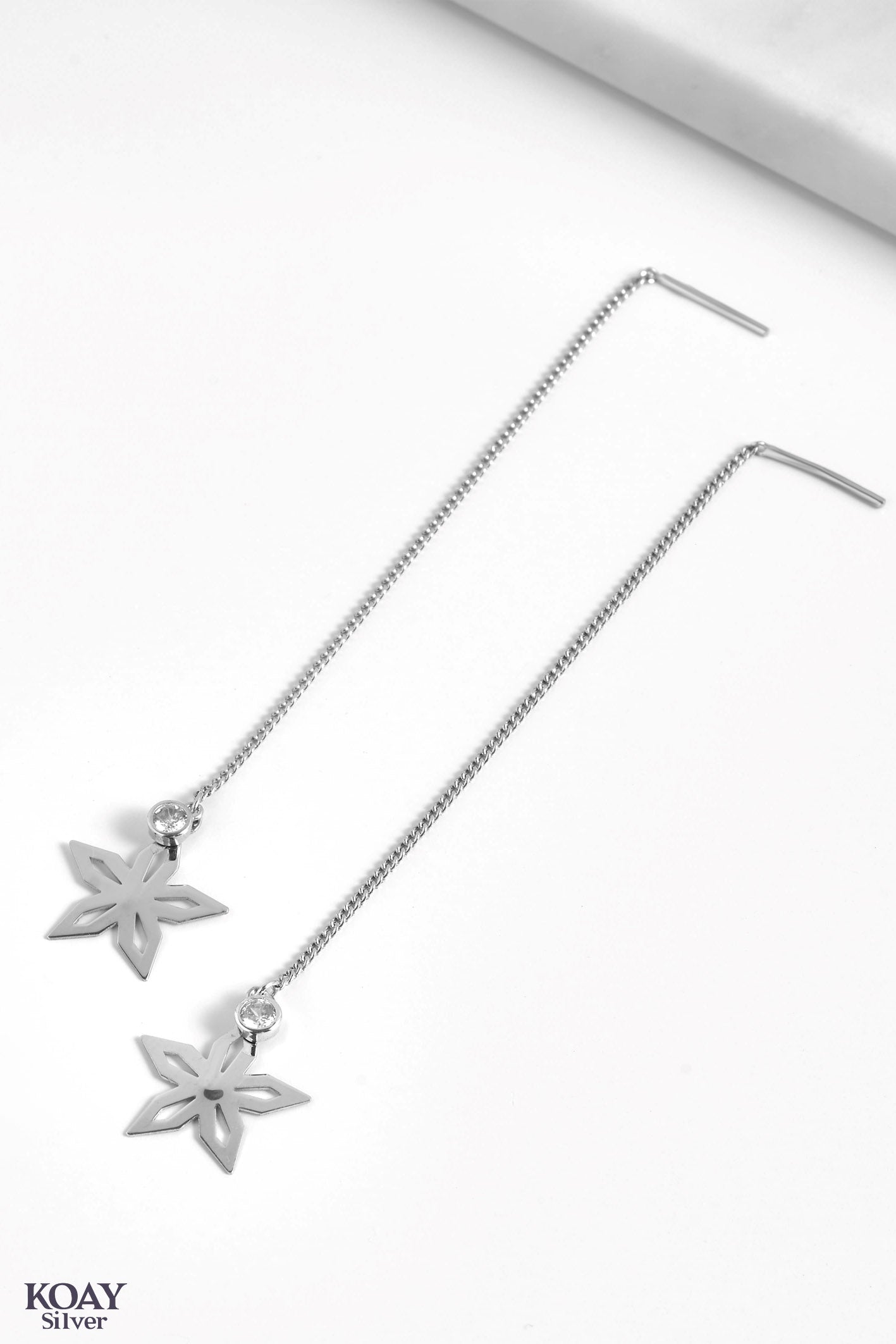 Chain Zircon Flower Earring