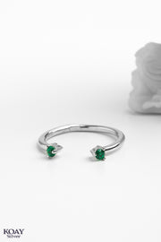 Double Zircon (02) Green  Ring