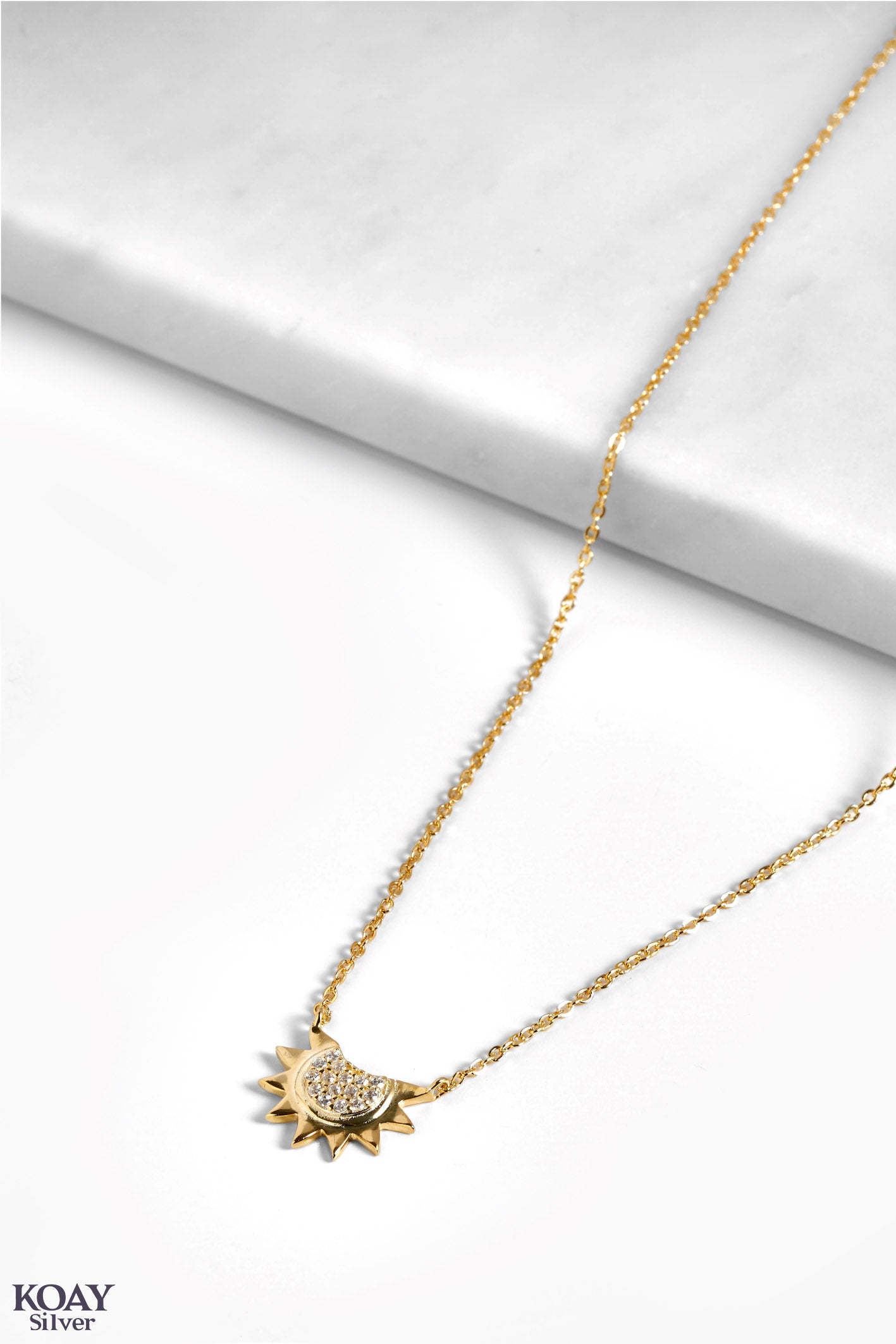 Zircon Sun Necklace GP (03)