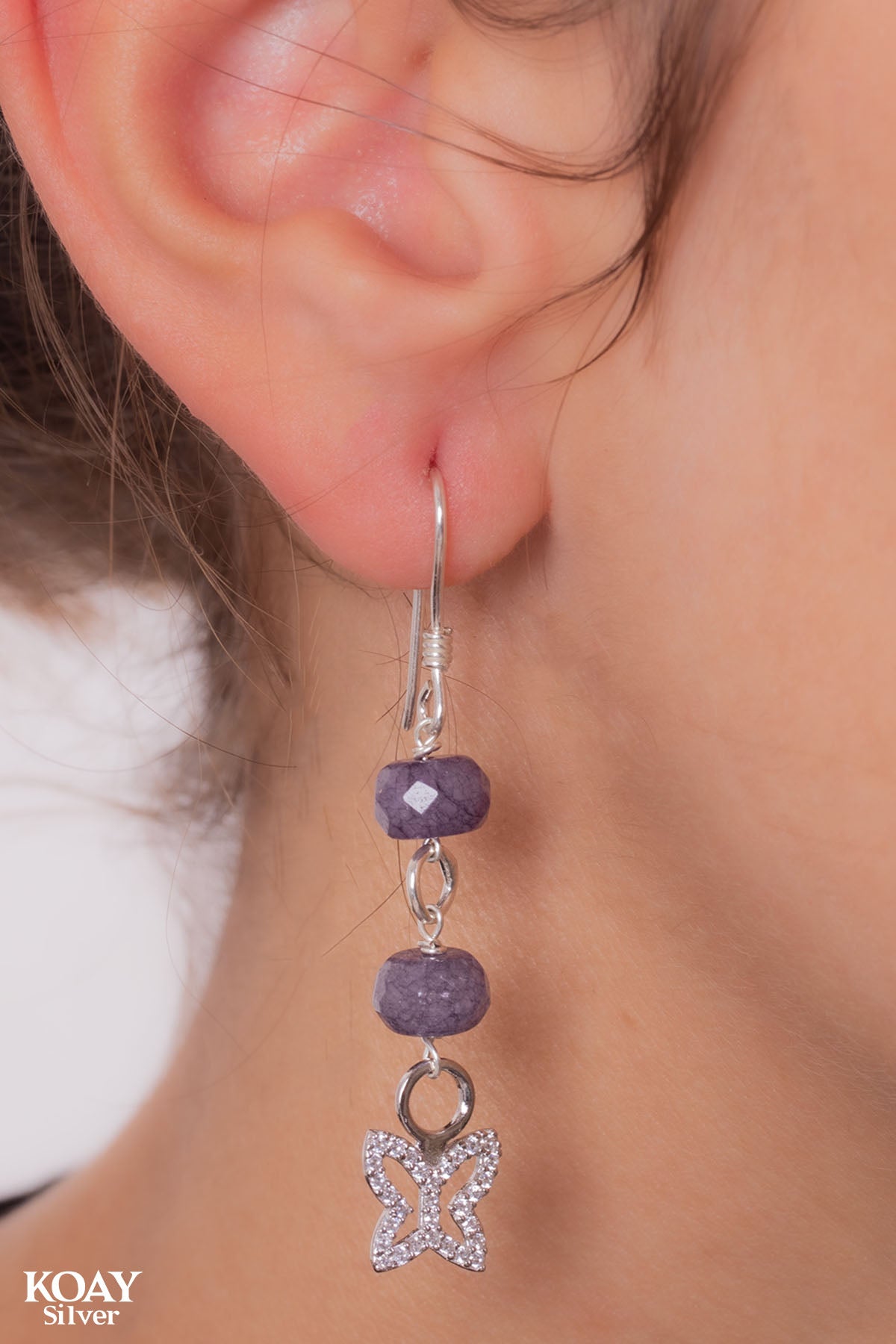 Purple Zircon Butterfly Earring
