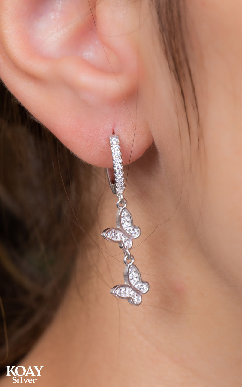 Zircon Butterflys Hoop (05) Earring