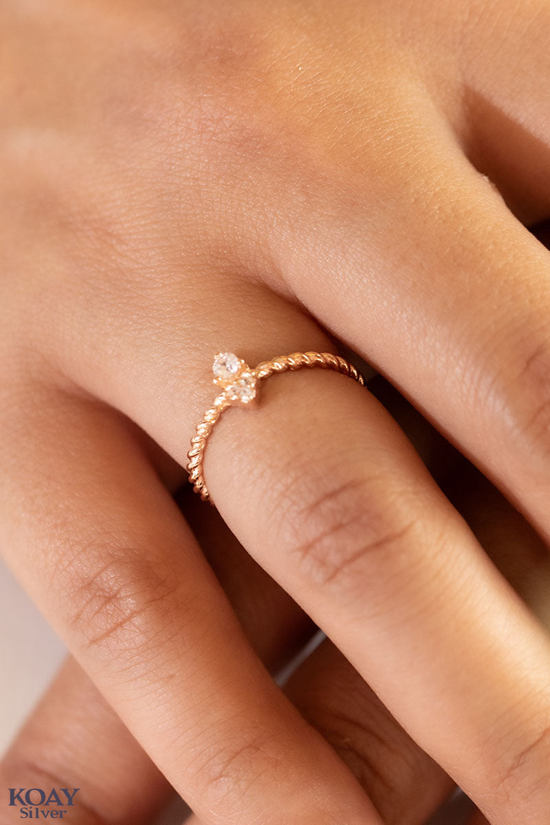 Tiny Zircon Rose Gold Ring
