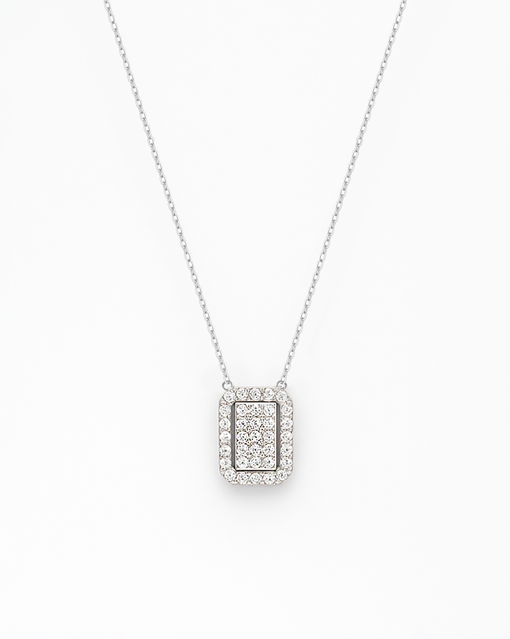 Simple Diamonds Necklace in 18K White Gold - RA7999
