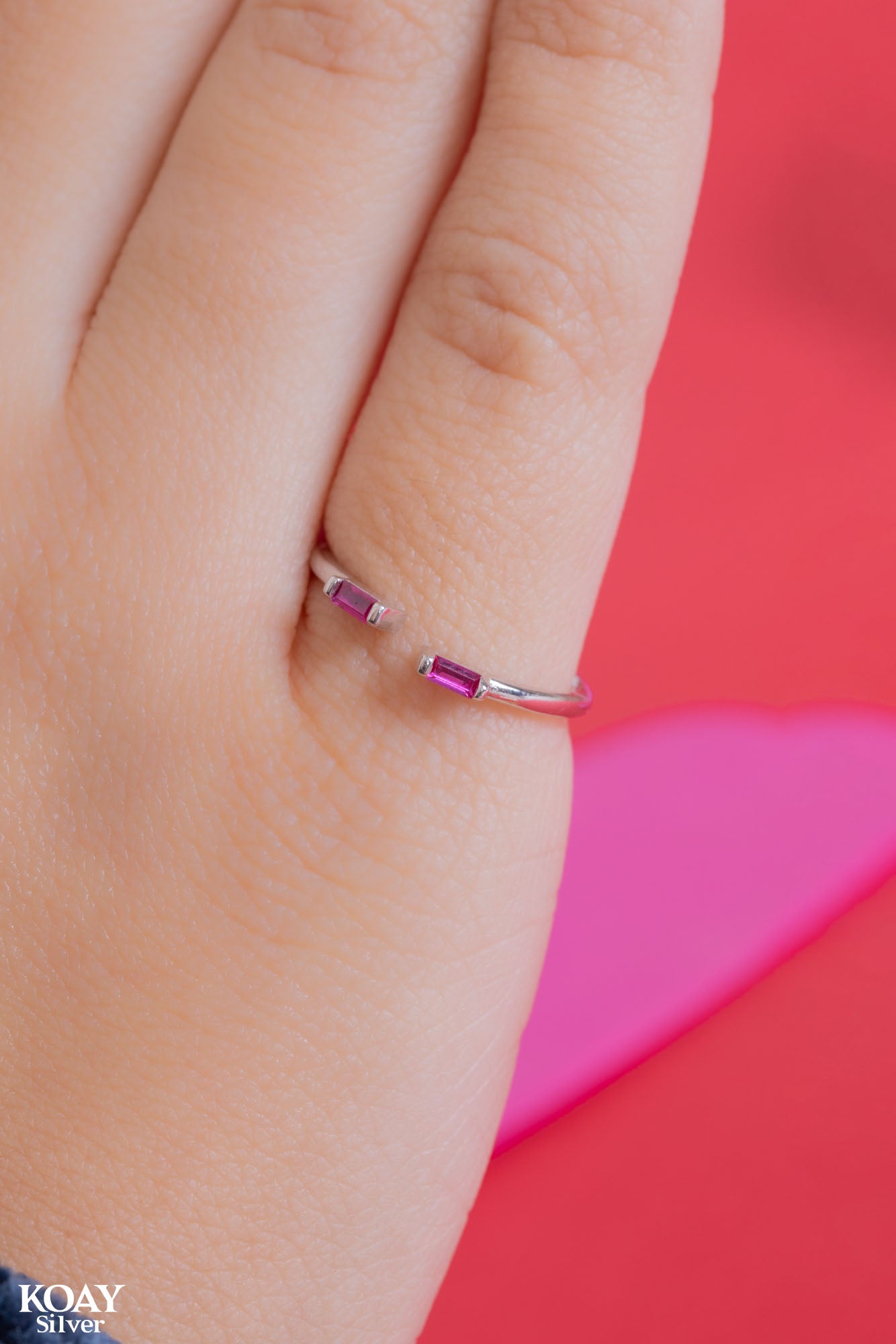 Double Zircon Hot Pink Ring (03)