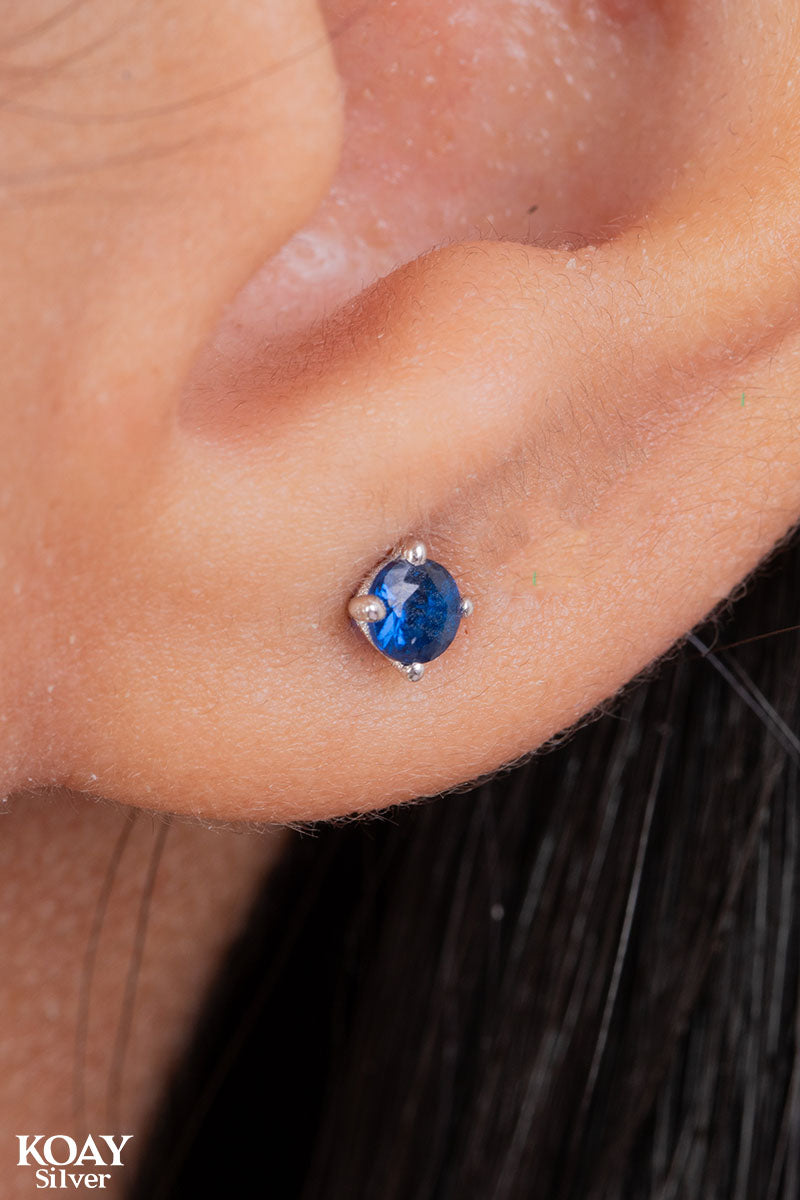 Tiny Blue Zircon Earring