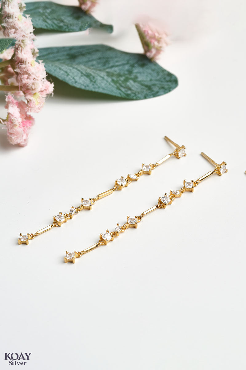 Zircons Chain Earring(03-GP)
