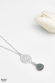 Circle Grey Stone Necklace