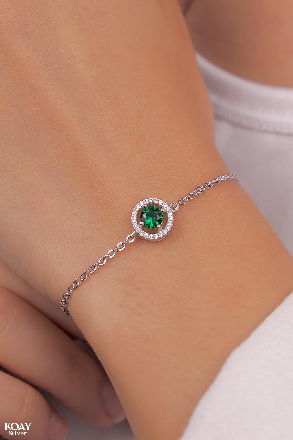 Circle Zircon Green Bracelet