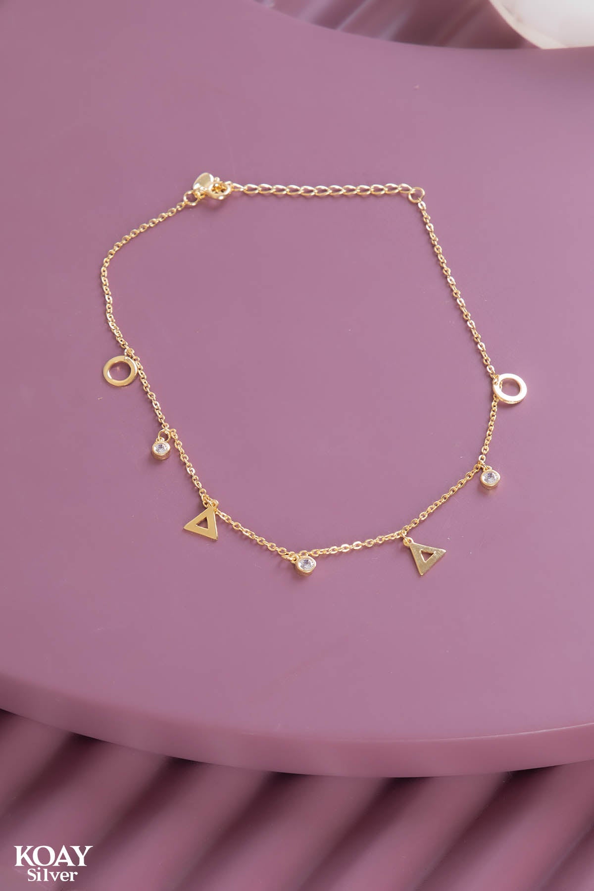Circle & Triangle Zircon GP Anklet