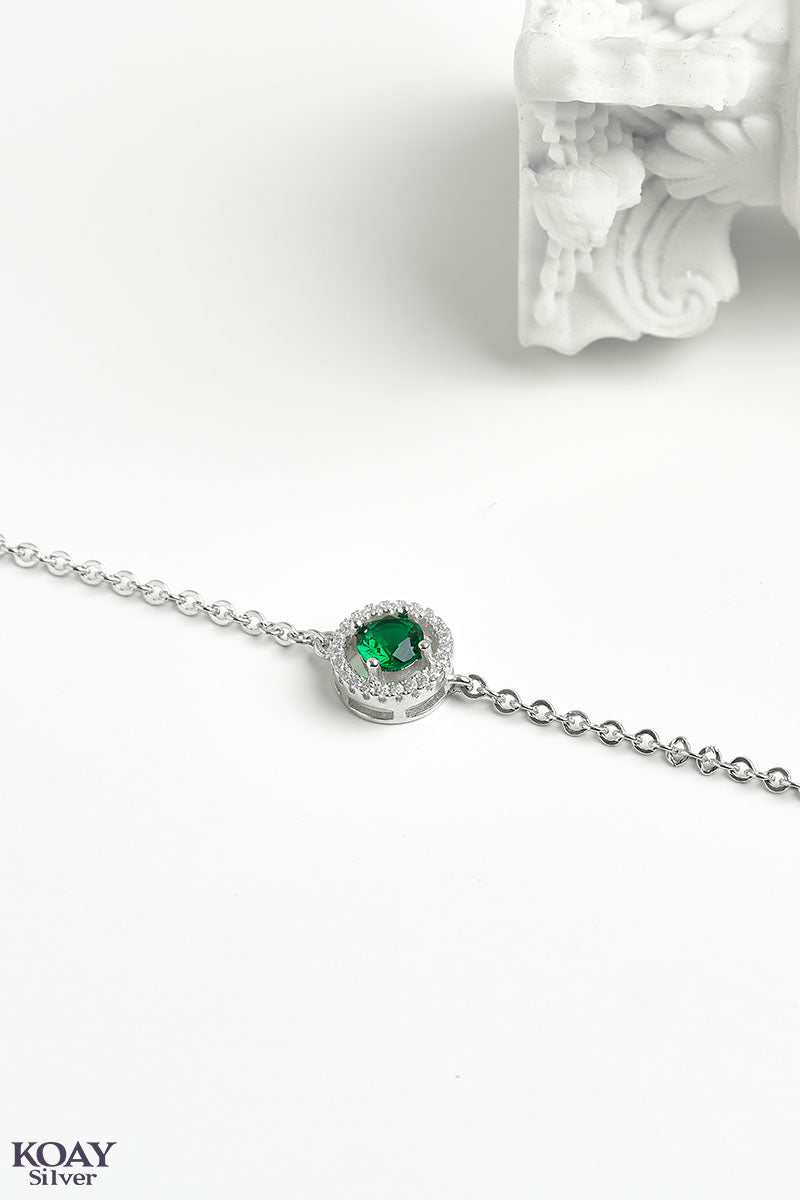 Circle Zircon Green Bracelet