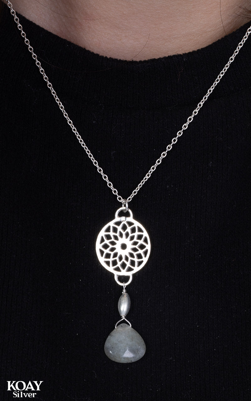 Circle Grey Stone Necklace