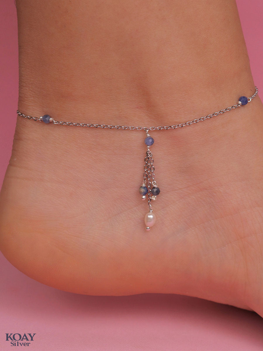 Blue & Pearl Italian Anklet