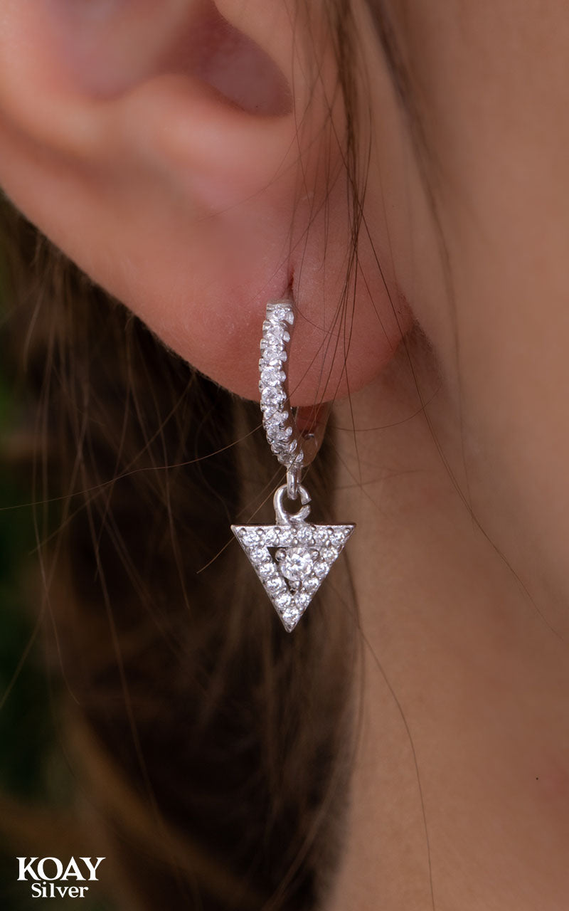 Zircon Triangle Hoop Earring