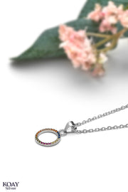 Zircon Colored Circle Necklace