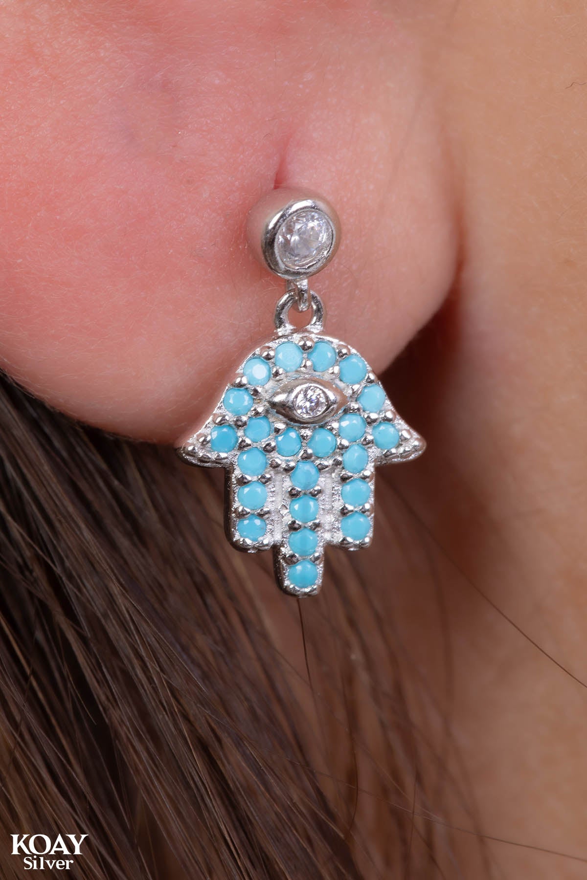 Zircon Turquoise Hand Earring