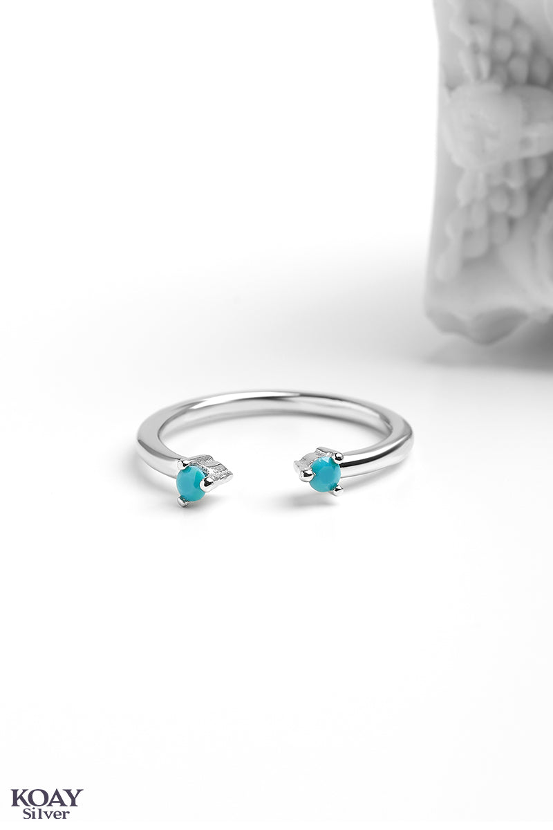 Double Zircon (02) Turquoise  Ring