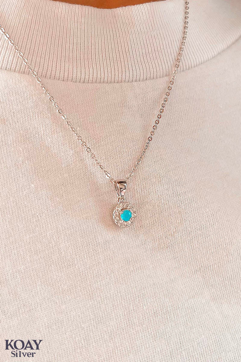 Circle Zircon Turquoise Necklace