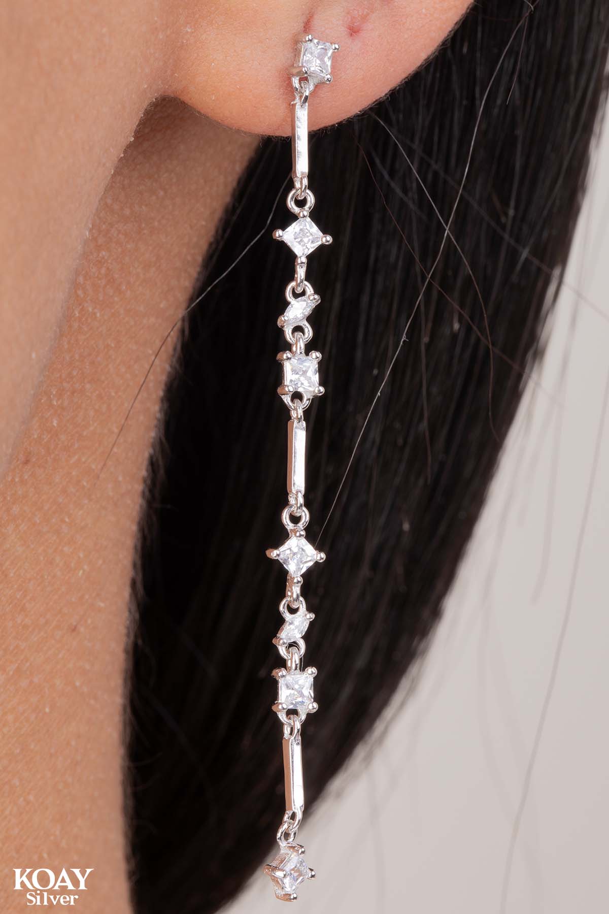 Zircons Chain Earring (03)