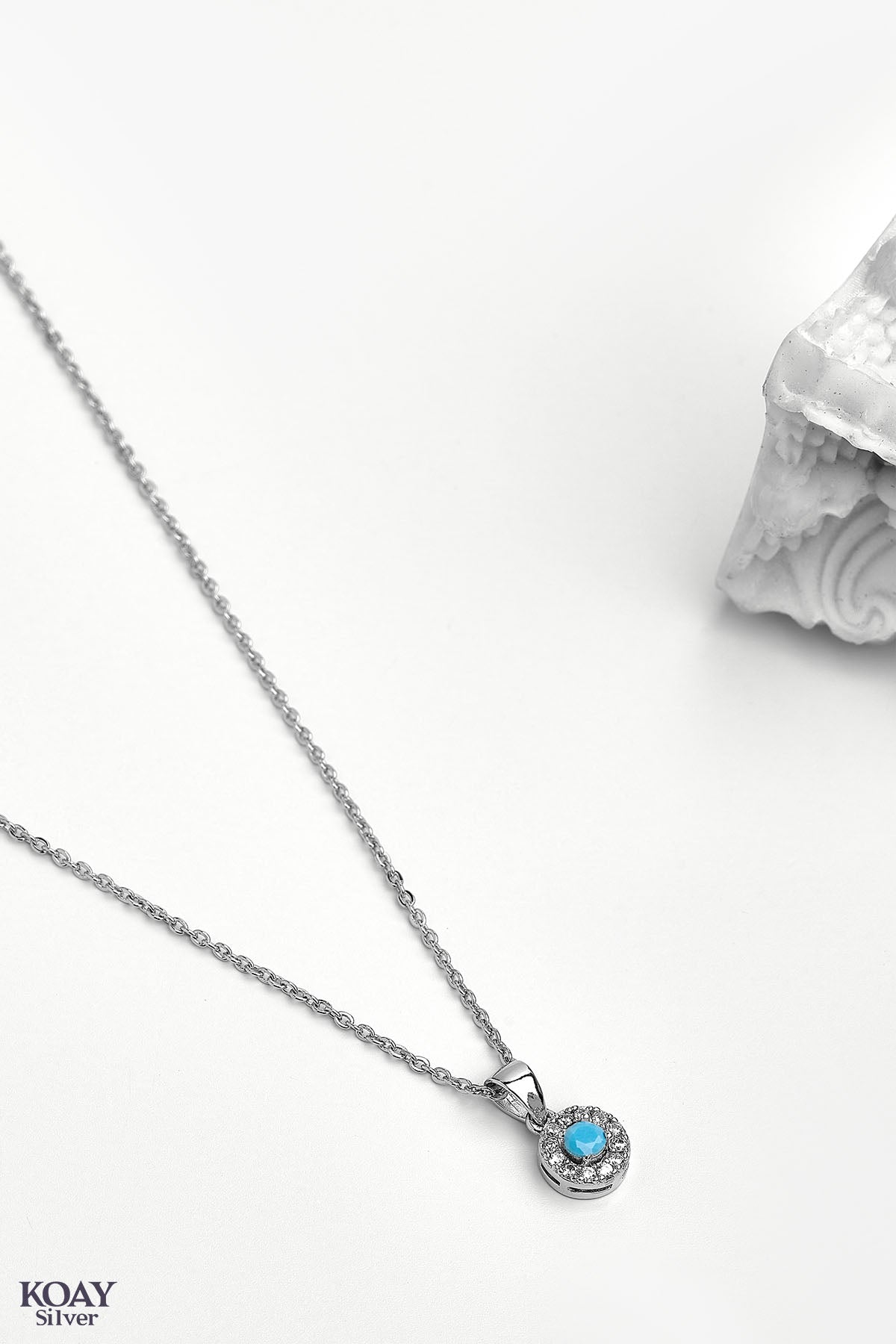 Circle Zircon Turquoise Necklace