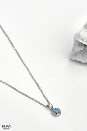Circle Zircon Turquoise Necklace