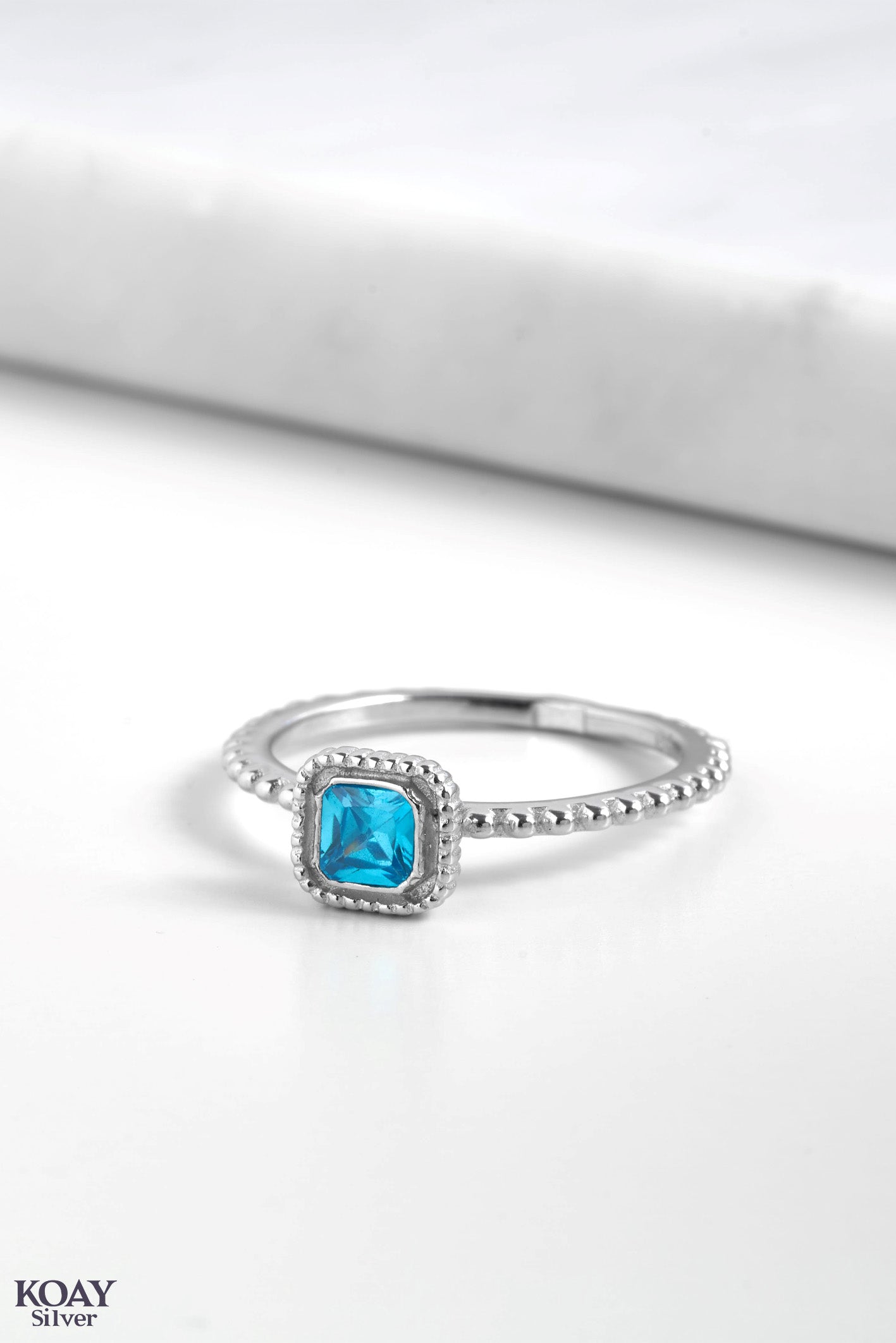 Zircon Ring (081-Aqua stone )