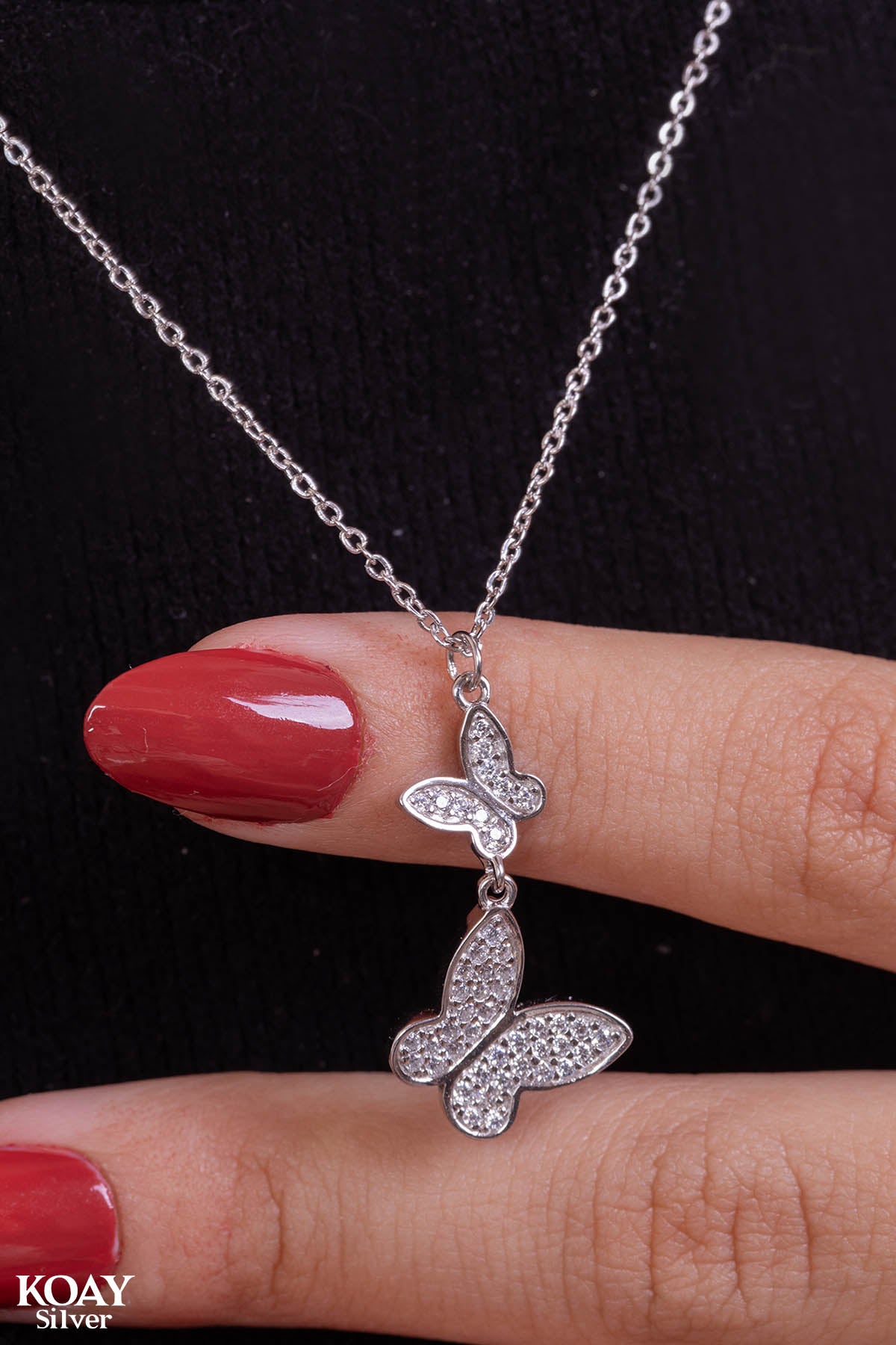 Zircon Two Butterfly Necklace