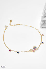 Zircon Butterfly (04) Gold Plated Anklet