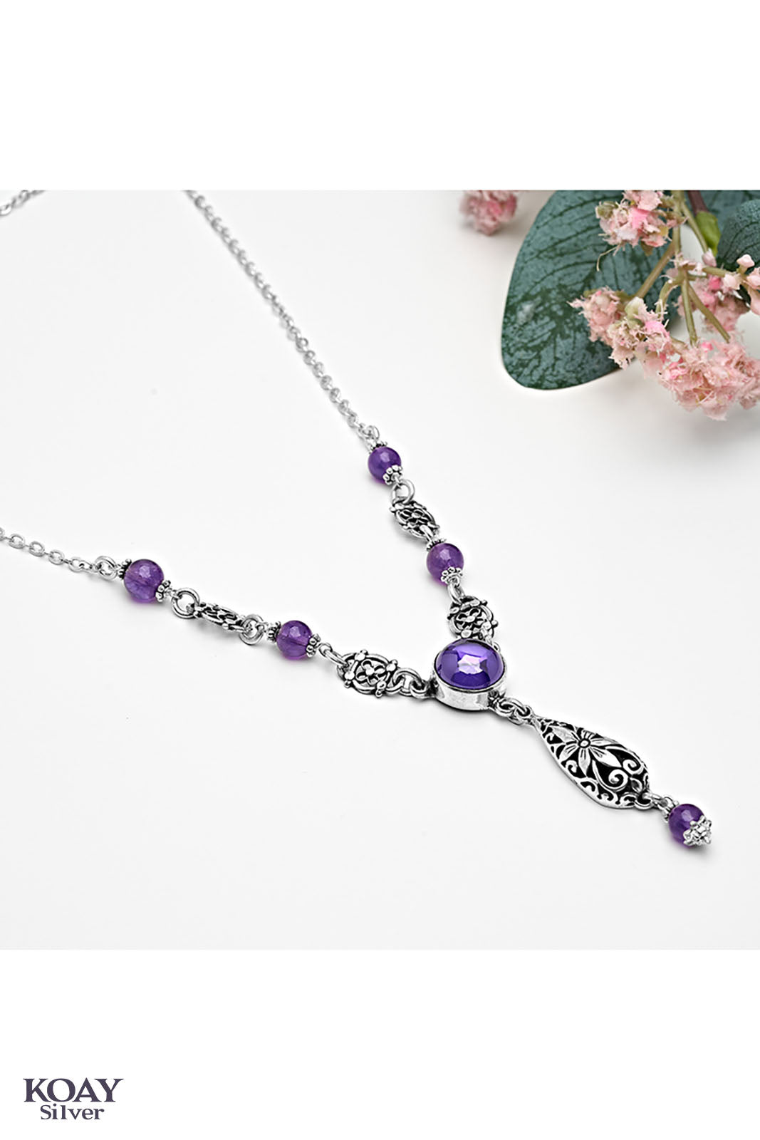 Indian Purple Flower Necklace
