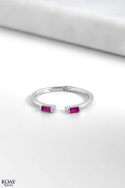 Double Zircon Hot Pink Ring (03)