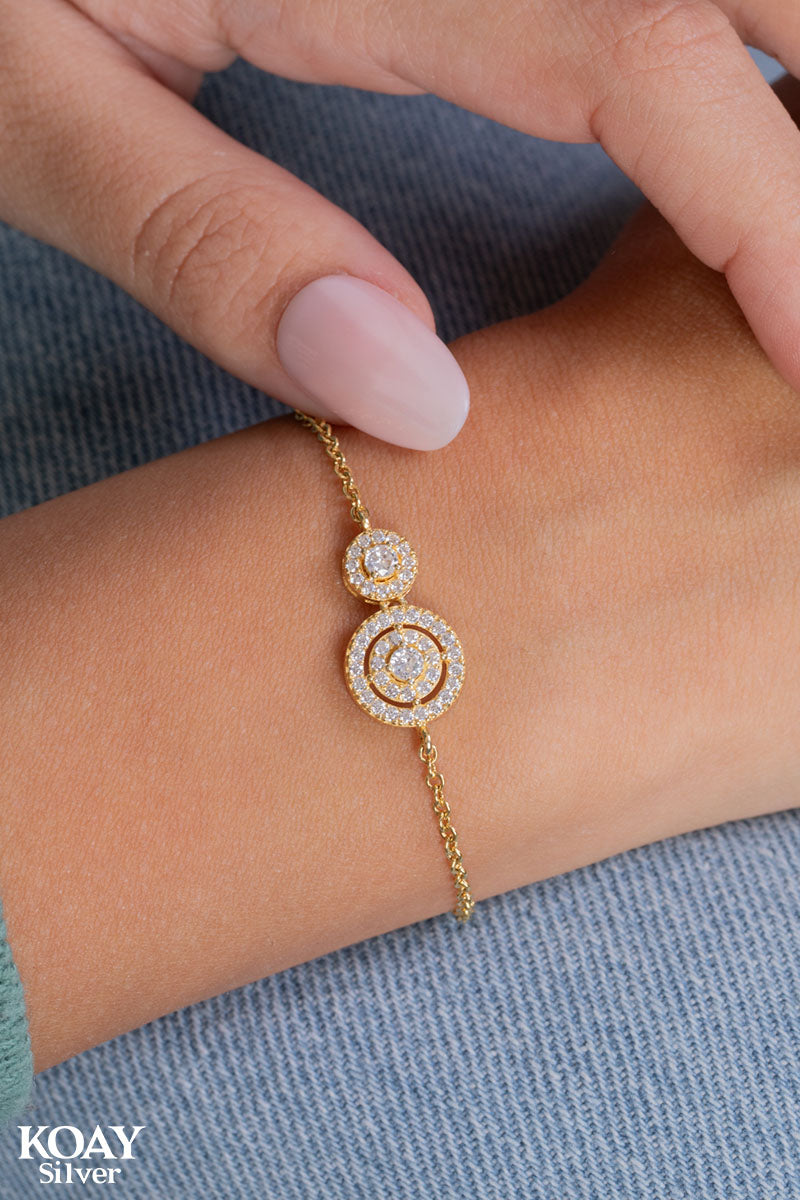 Circle Zircon Bracelet Gold Plated